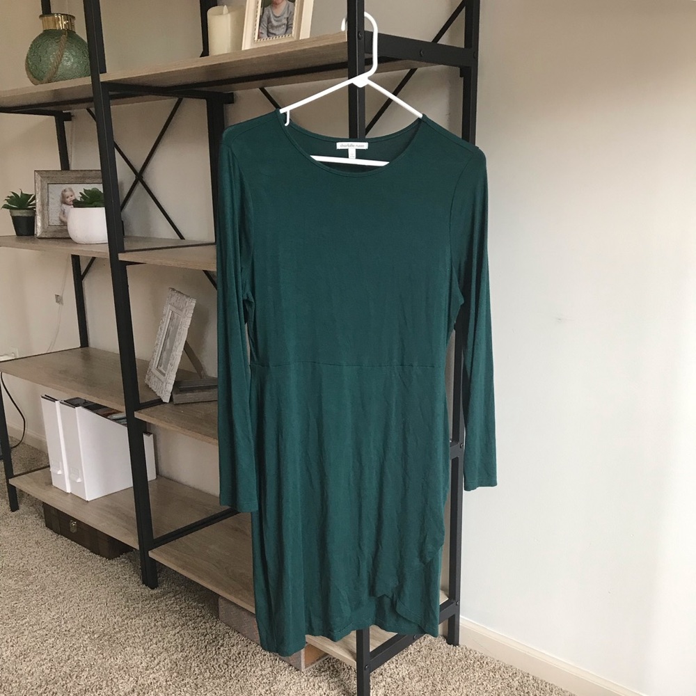 Long sleeve emerald green dress